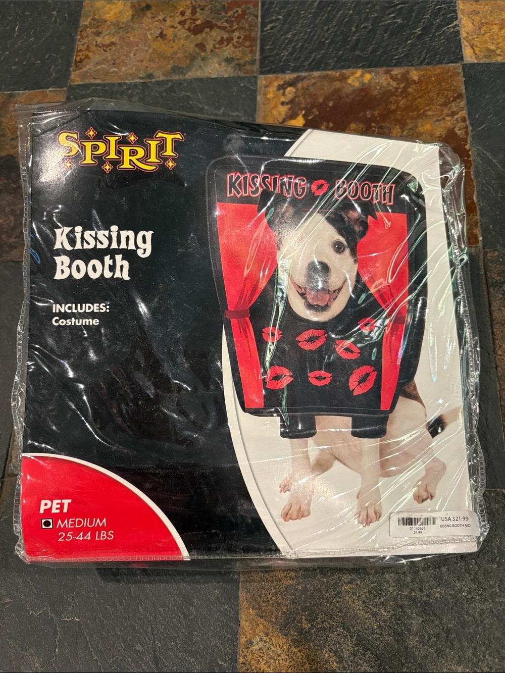 Spirit Kissing Booth Dog Costume - Black & Red size Med 25-44 lbs.